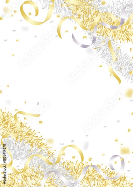 Obraz 金銀のテープが飛ぶキラキラした縦向き背景イラスト