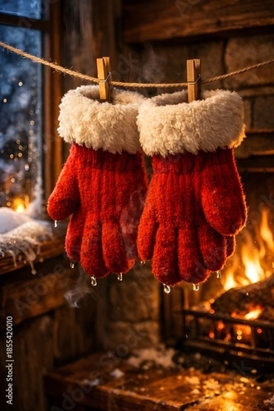 Obraz Cozy Santa Fireplace 3D Illustration