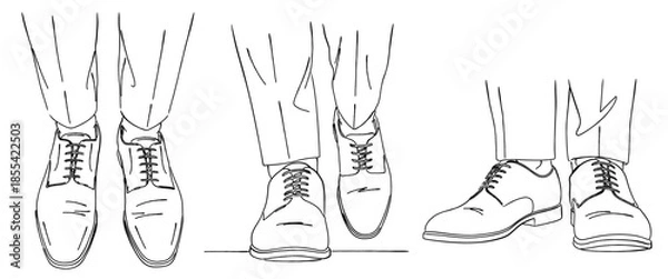 Obraz 革靴で歩くビジネスパーソンの足元の線画イラスト