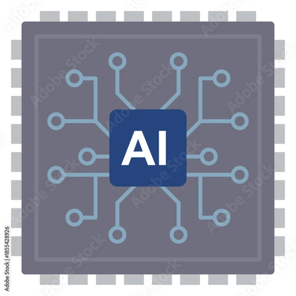 Obraz 最先端の半導体チップと人工知能をイメージした次世代デジタルテクノロジーのベクターイラスト