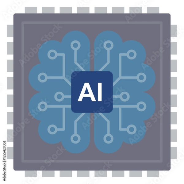 Obraz 最先端の半導体チップと人工知能をイメージした次世代デジタルテクノロジーのベクターイラスト