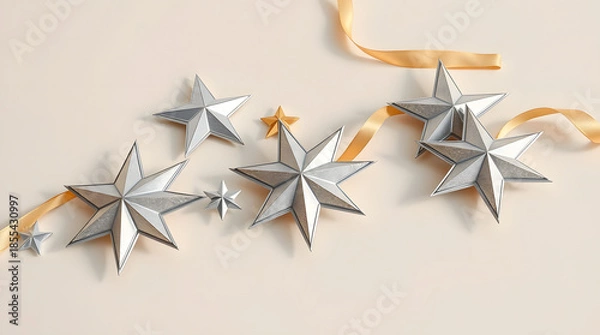 Obraz silver star on white background