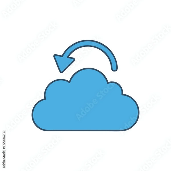 Obraz A blue cloud with an arching arrow above, signifying a data upload or sync