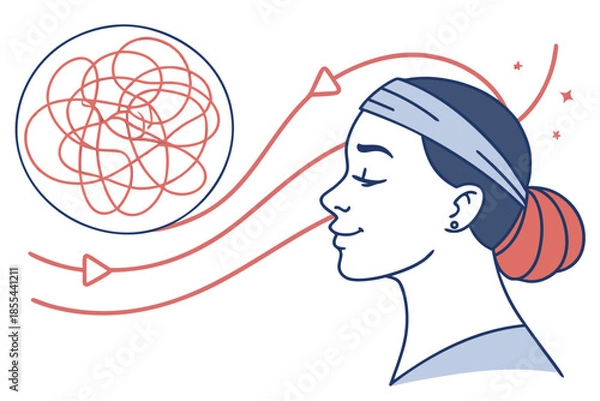 Obraz Head with tangled wires turning smooth