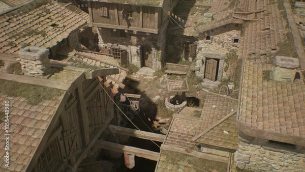 Obraz 中世の村　井戸のある暮らし