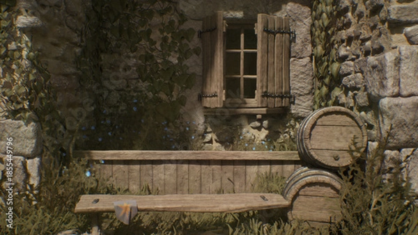 Obraz 中世の村　忘れられた窓辺