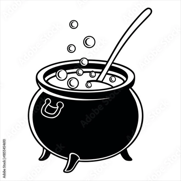 Obraz Witchs cauldron silhouette with bubbles