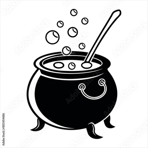 Obraz Witchs cauldron silhouette with bubbles