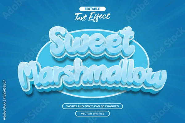 Obraz Sweet marshmallow editable text effect with 3d blue cartoon text style