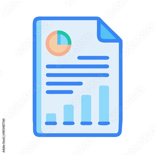 Fototapeta Financial report document with pie chart and bar graphs