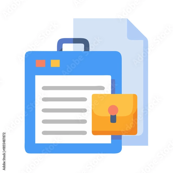 Fototapeta Secured Document with Padlock on Black Background Illustration