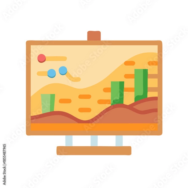 Fototapeta Stylized presentation chart on stand displaying business performance data