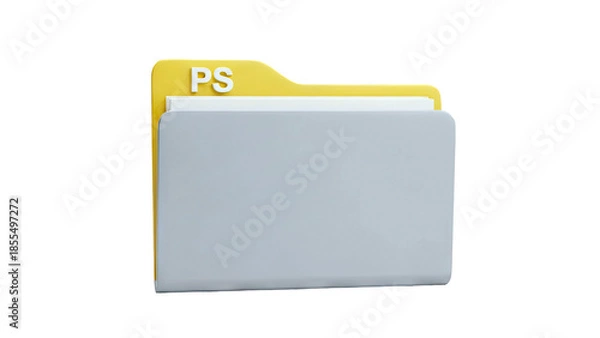 Fototapeta 3D Folder with PS label on transparent background