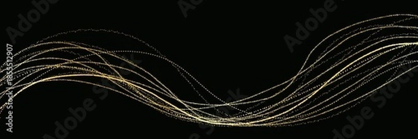 Obraz クリスマス風金のブラシストロークが輝く豪華,横長黒背景