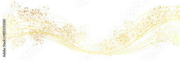 Obraz クリスマス風金色ブラシストロークが輝く豪華,透過背景ワイドサイズ