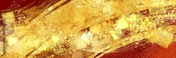 Obraz お正月背景風金箔ブラシストロークが輝く横長えんじ色背景