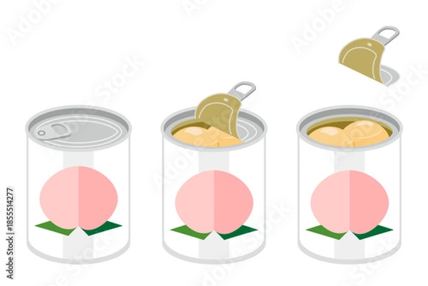 Obraz 缶詰不要の白桃の缶詰を開けるイラスト　ミニサイズ