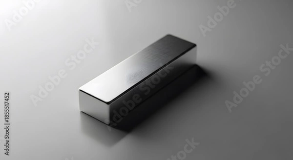 Fototapeta Metallic Silver Rectangle Object on Gray Background