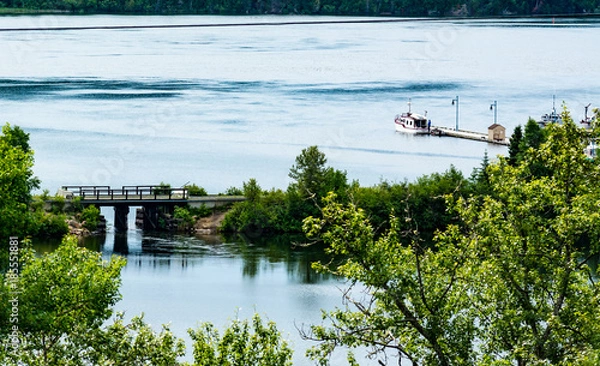 Fototapeta Bird's eye view of the Nipigon harbour in Nipigon, Ontario
