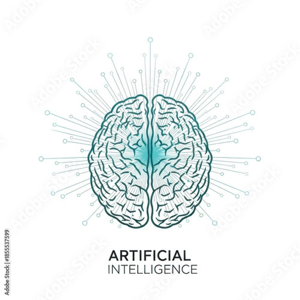 Obraz Artificial intelligence brain illustration isolated on transparent background