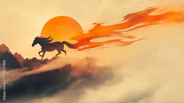 Fototapeta 年賀状のイラスト素材_午年(2026)