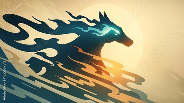 Fototapeta 年賀状のイラスト素材_午年(2026)