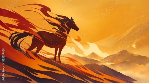 Fototapeta 年賀状のイラスト素材_午年(2026)