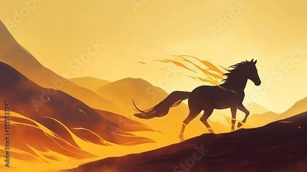 Fototapeta 年賀状のイラスト素材_午年(2026)