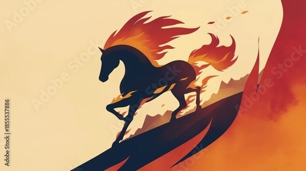 Fototapeta 年賀状のイラスト素材_午年(2026)