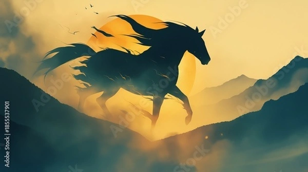 Fototapeta 年賀状のイラスト素材_午年(2026)