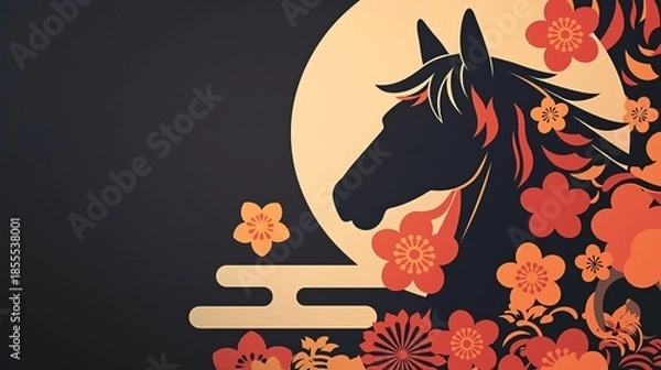 Fototapeta 年賀状のイラスト素材_午年(2026)