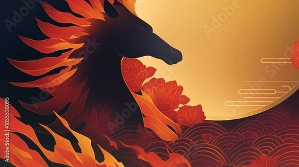 Fototapeta 年賀状のイラスト素材_午年(2026)