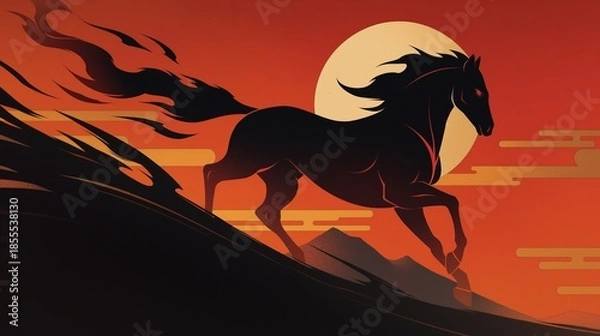 Fototapeta 年賀状のイラスト素材_午年(2026)