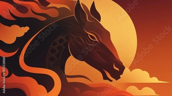 Fototapeta 年賀状のイラスト素材_午年(2026)