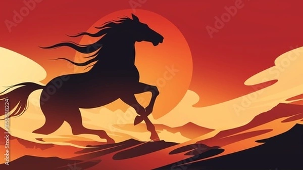 Fototapeta 年賀状のイラスト素材_午年(2026)