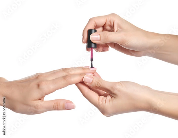 Obraz Professional manicure process with gel polish application step