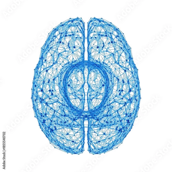 Obraz Abstract blue network brain structure isolated on transparent background