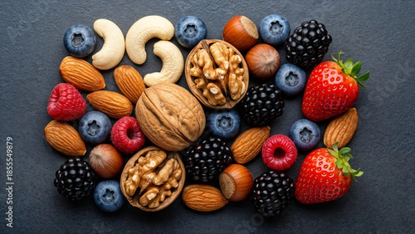 Obraz nuts, cashew and berries