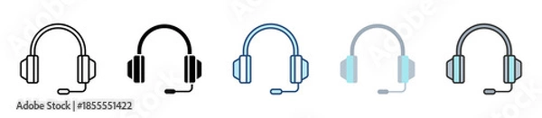 Obraz Headphone Icon Set Multiple Style Collection
