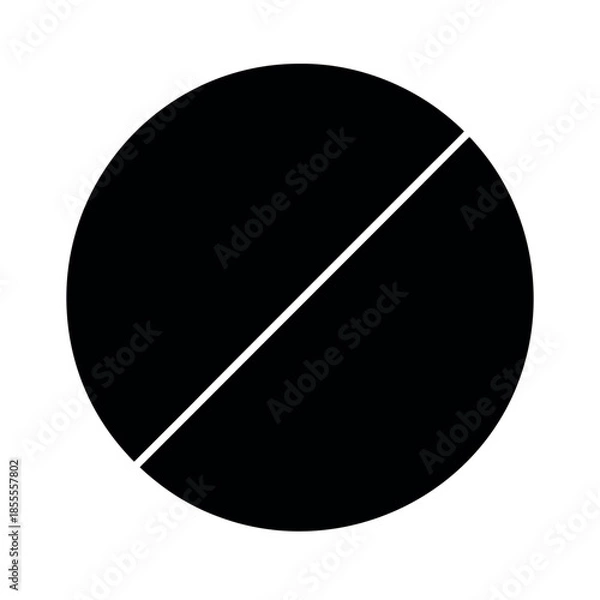 Fototapeta Circle With Diagonal Split Icon Vector Illustration