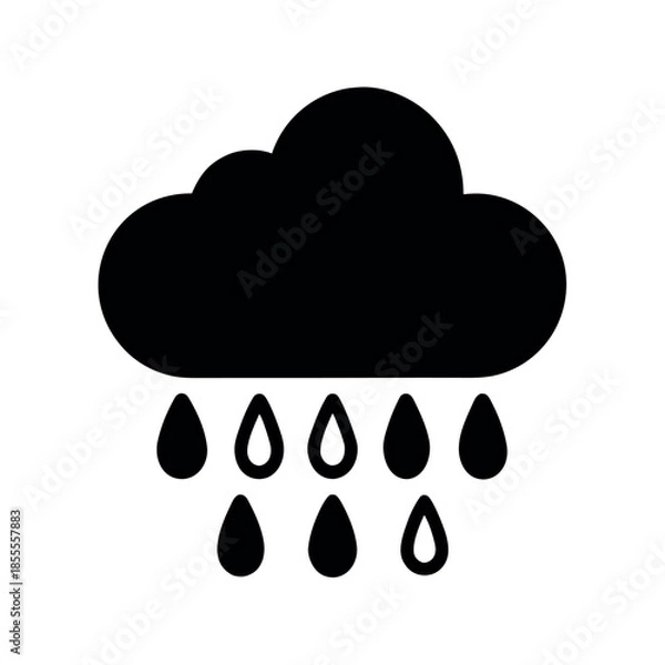 Fototapeta Cloud With Rain Drops Icon Vector Illustration
