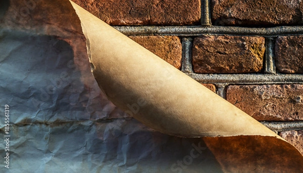 Obraz A torn piece of paper peeling away from a brick wall.