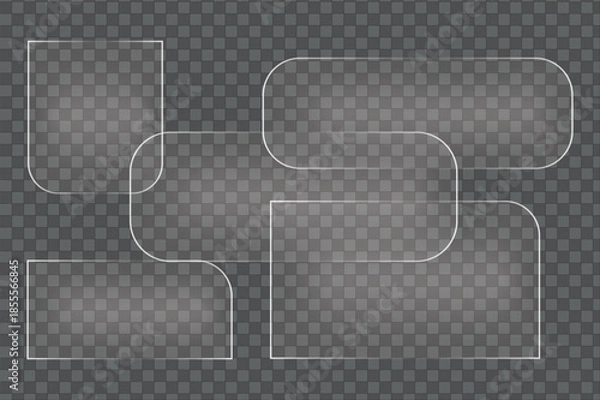 Obraz Glass Frames Collection, Transparent Shapes, Digital Design Elements