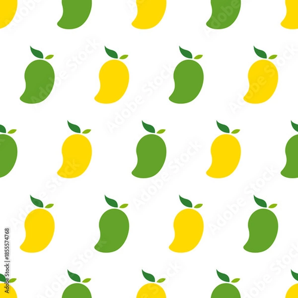 Obraz green mango and yellow mango seamless pattern design