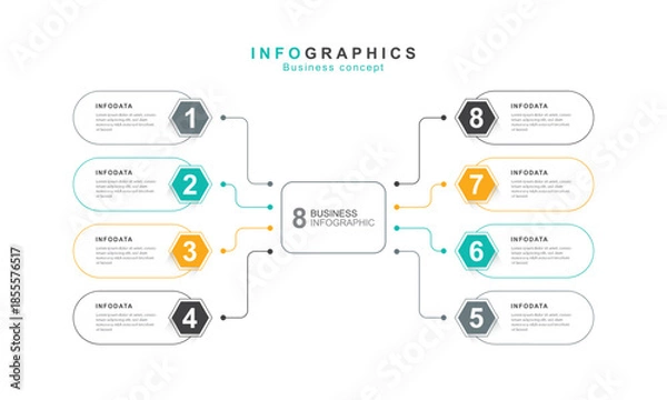 Obraz Infographic 8 options design elements for your business data. Vector Illustration.