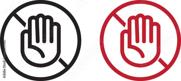 Obraz Don't touch vector icons set. Do not enter sign with hand
