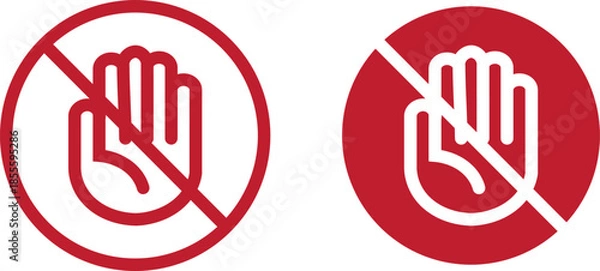 Obraz Don't touch vector icons set. Do not enter sign with hand