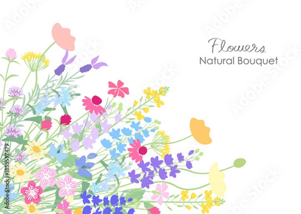 Obraz ナチュラルでカラフルな草花の花束