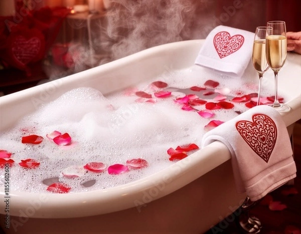 Fototapeta Romantic Bubble Bath Scene