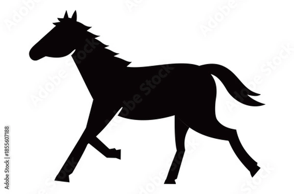 Fototapeta 馬のシンプルなイラスト　ウマ　うま　午年　午　うま年　年賀状　2026年　白背景　動物　横